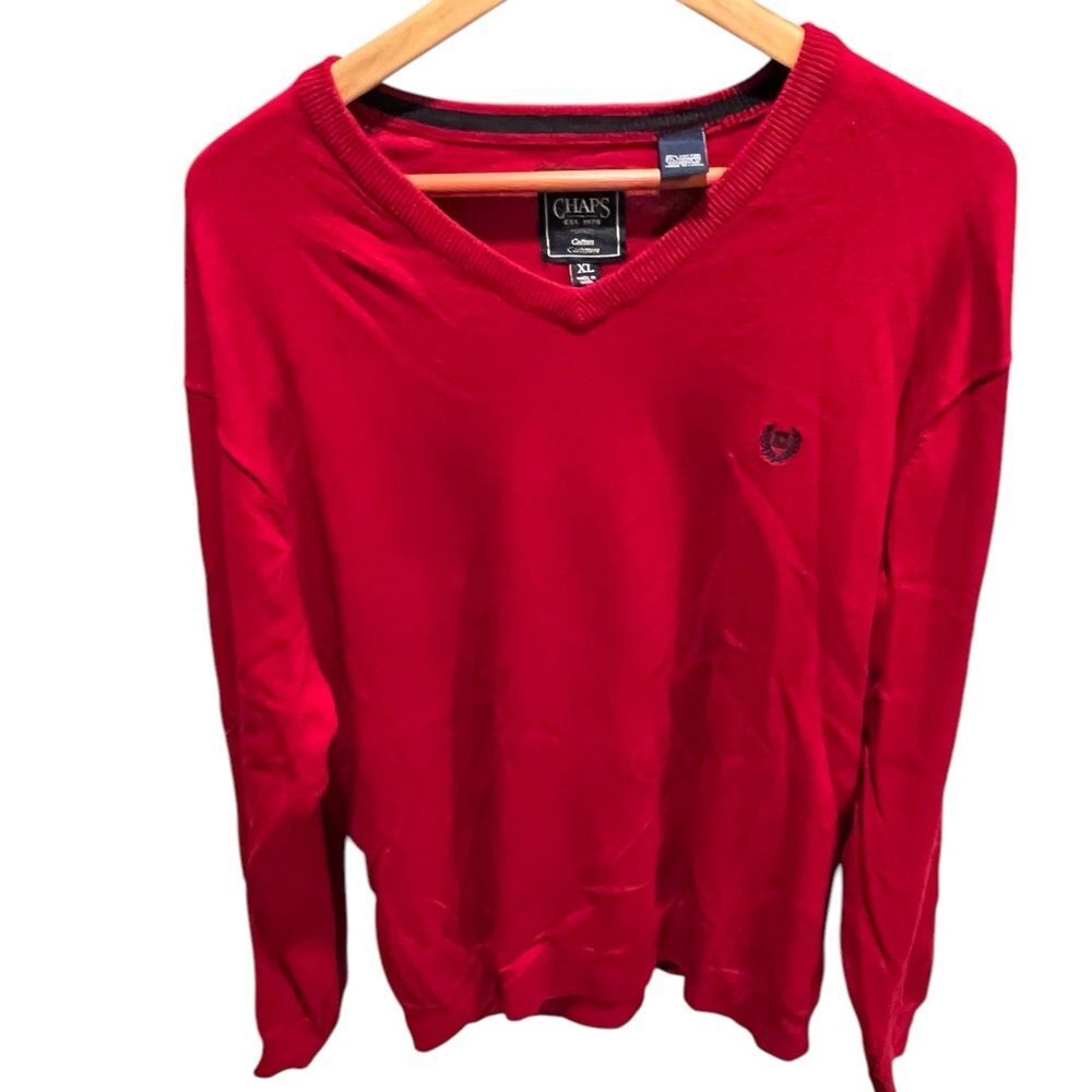 Chaps red vneck‎ long sleeve men’s XL sweater